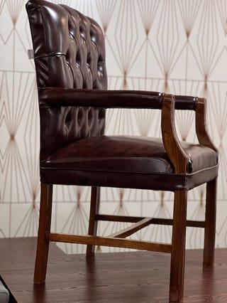 Tufted Leather Armchair Dining Chair