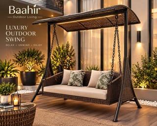 Luxury Wicker Outdoor Swing with Canopy