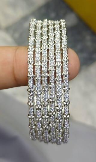Silver Plated Zircon Bangles