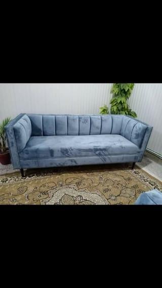 Modern 3-Seater Velvet Channel Sofa
