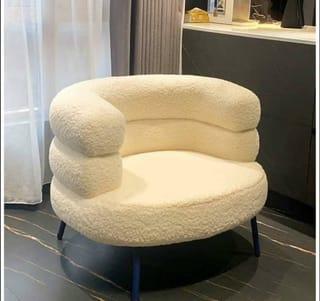 Modern Boucle Accent Chairs Pair