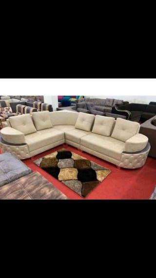 Luxury Cream L-Shaped Sofa Set