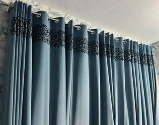 Blue Velvet Floral Curtains