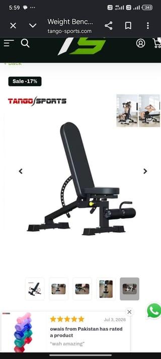 Tango Sports Adjustable Weight Bench