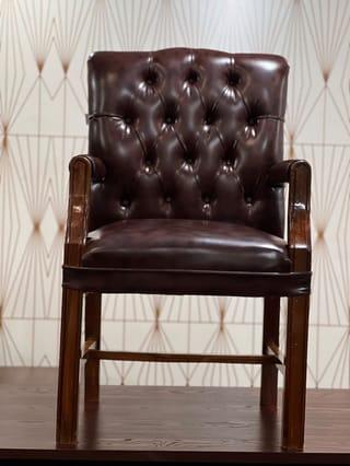 Tufted Leather Arm Dining Chair